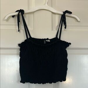 Divided Black Crop Top